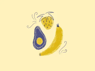 Fruit Group avacado banana color color palette digital art digital illustration digital painting flourish flourishes fruit illustration painting procreate procreate app procreate art strawberry