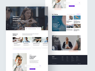 Sanne Full Homepage article design branding corporate design digital editorial homepage hover state landing people purple slider ui website