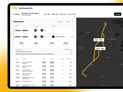 Bus Routing Algorithm busses clean destination distance itinerary map passengers route schedule app travel trip app ui