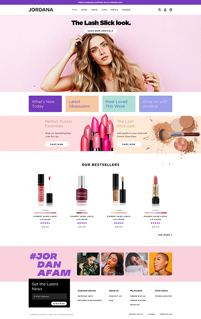 Jordana Cosmetics branding design shopify ui ux web website