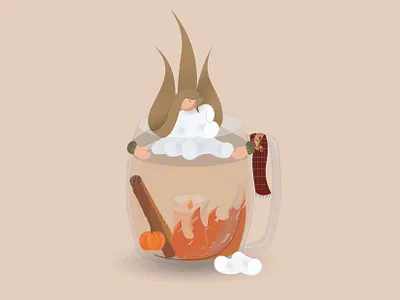 Autumn leaves autumn autumn leaves candle character character design cinnamon cinnamon roll drink illustraion illustration art illustrator leaves marshmallow marshmallows orange pumpkin pumpkin spice warm warm colors warmth