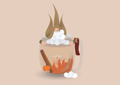 Autumn leaves autumn autumn leaves candle character character design cinnamon cinnamon roll drink illustraion illustration art illustrator leaves marshmallow marshmallows orange pumpkin pumpkin spice warm warm colors warmth