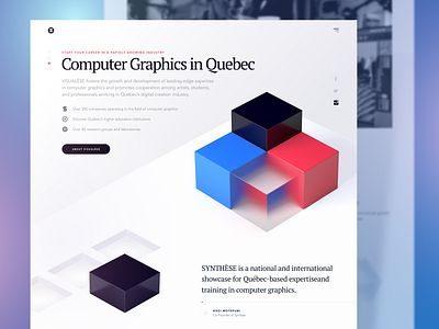 Computer Graphics Company Website with 3D Cubes 3d 3d design 3d model c4d cinema4d clean cube cubes data visualization digital experimental hero screen homepage minimal minimalistic smooth visual web design website zajno