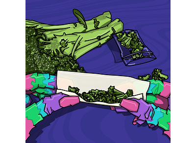 Brocc’ & Roll brand identity broccoli design ganja hypebeast illustration joint marijuana popart procreate procreate art vegan vegetable vegetables veggies