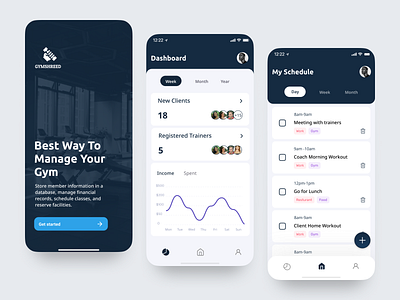 Gym Management App app challenge design gym app ui ux