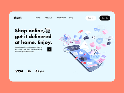 Online Shopping Landing Page - UI/UX Design app branding clean concept design design 2020 illustration minimal sketch typography ui uiux ux web web design webdesign website website design