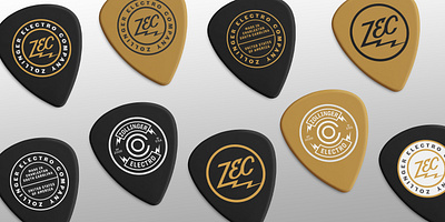 Zollinger Electro Picks badge brand branding guitar guitar pick icon identity lockup logo logotype music pick retro typography vintage