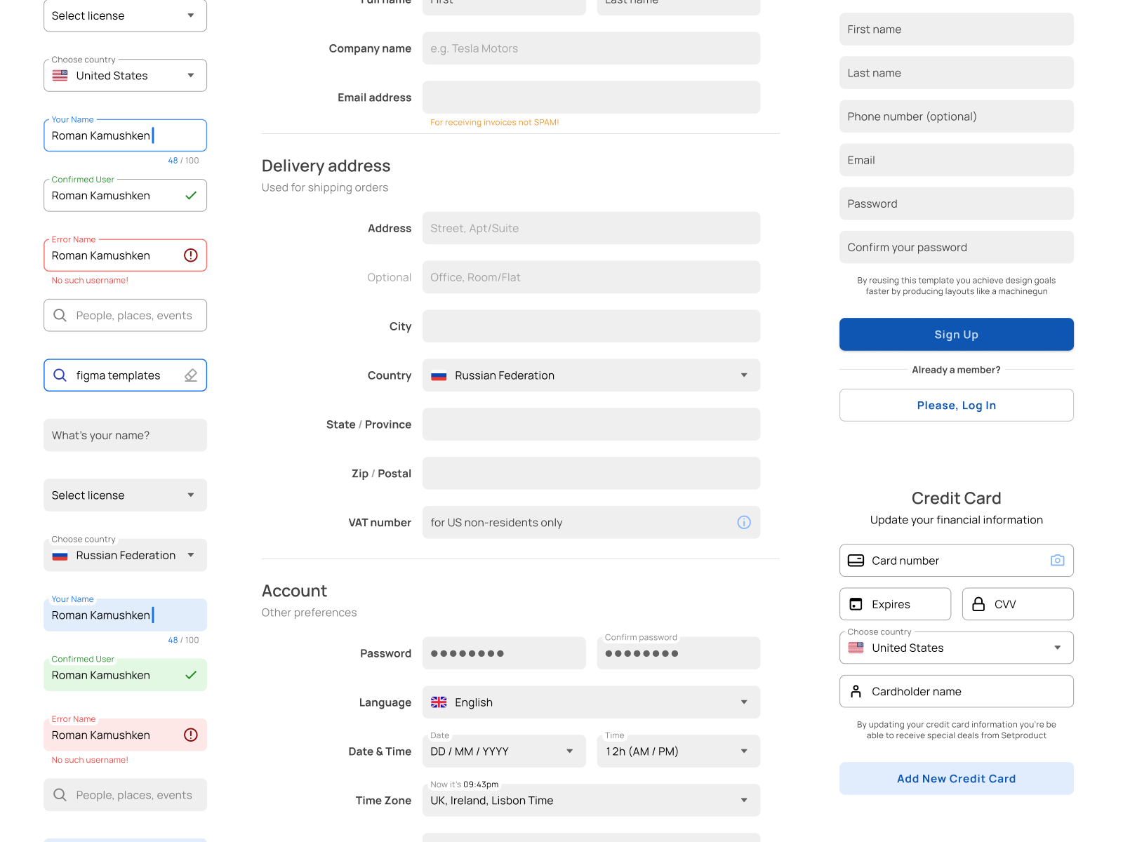 Material X inputs UI design - Text fields components in Figma by Roman ...