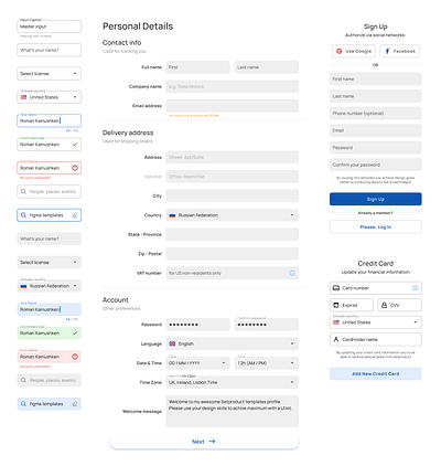 Material X inputs UI design - Text fields components in Figma app data design design system edit figma forms input inputs material text field ui ui kit