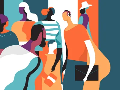 Cosmopolis characters colors community hurca illustration lifestyle pastel people popart society style