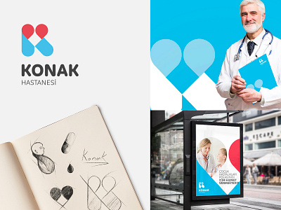 Konak Hospital Branding brand identity brandidentity branding branding and identity branding and logo branding design design heart heart logo hospital hospital branding hospital logo k letter logo k logo logo logo design sign