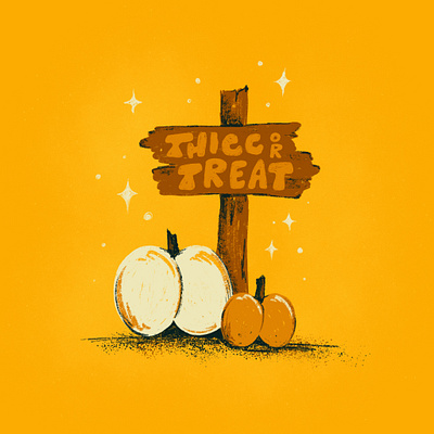 Sunday Punday No. 048 booty halloween hand lettering illustration lettering procreate pumpkin pun retro sign thicc trickortreat type typography vintage