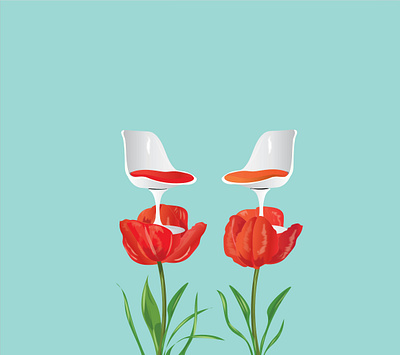 Tulip a Chair blue chairs fantasy flowers furniture furniture illustration futuristic illustration illustration design interiordesign mid century midcentury modern modernism tulip