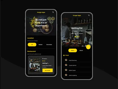 Restaurant List App Mobile dark ui food mobile app mobile design mobile ui restaurant restaurant app ui uiux