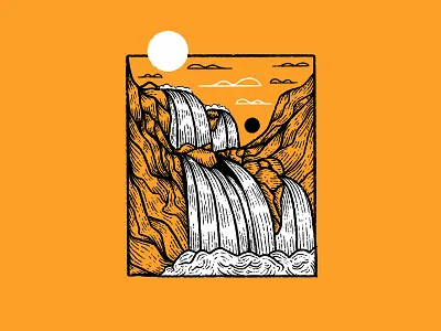 Slippery brush drawing engraving environment illustration inktober inktober 2020 inktober2020 print series procreate procreate brush series texture textured brush waterfall waterfall drawing waterfall sketch