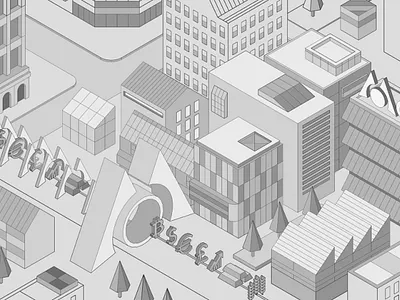 bitcoin city architecture bitcoin building design editorial icon illustration isometric monochrome vector
