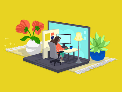 Work from home productivity: the hard data on remote work blog illustration data design environment illustration plants remote working rescuetime tech illustration wfh
