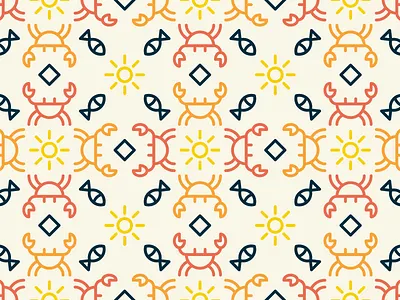 Crab Tile cangrejo crab fish mosaico patron pattern pez sol sun tile
