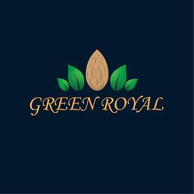 green royal almond branding crown design gold graphic design green illustraion illustrator logo navy blue nuts nutshell royal vector