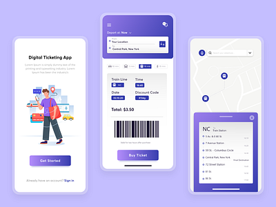 Digital Ticketing App Concept adobe xd bus cabs clean creative concept creative creative design design discount illustration map minimal mobile app online specindia ticketing train ui ux vector