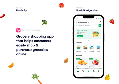 CartyGreen – Grocery App UX/UI Case Study app design case study figma grocery app mobile app online shopping prototyping quick commerce ui usability testing user centric user experience user interface user journey mapping user persona user research ux uxui visual design wireframing