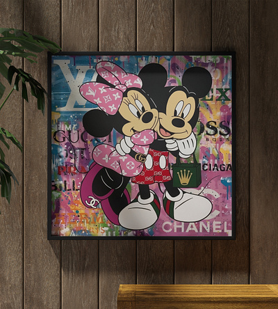 Mickey & Minnie Mouse x Louis Vuitton - Acrylic Glass Painting art branding digital art graphic design louis vuitton mickey mouse minnie mouse paintings print