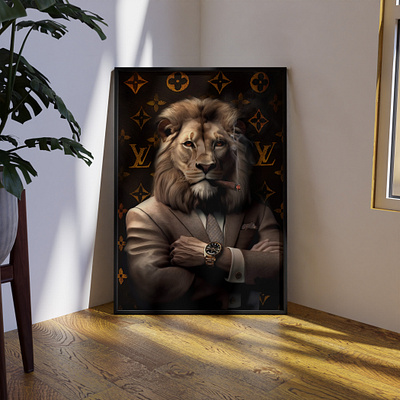 Business Lion x Louis Vuitton - Acrylic Glass Painting art branding digital art graphic design louis vuitton paintings print