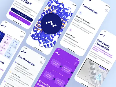 atombeat: Computational AI Drug Discovery - Webflow Mobile UI ai drug discovery biopharma biotech biotech landing page biotech mobile biotech web design biotech website blue clean computational drug discovery drug discovery drug discovery website machine learning minimal modern pharma website pharmaceutical purple therapeutics webflow
