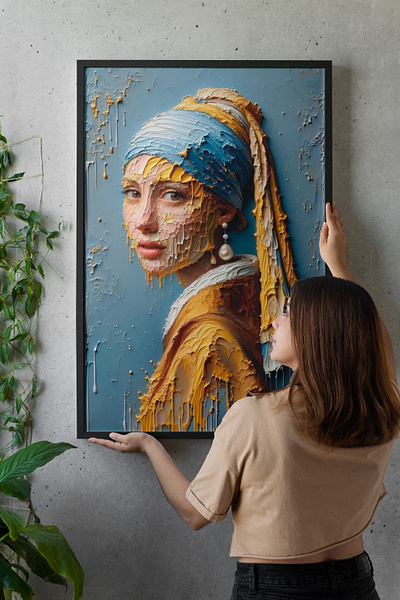 Pearl Earring | Paint 2025 edition - Acrylic Glass Painting branding digital art girl with the pearl earring graphic design paintings print