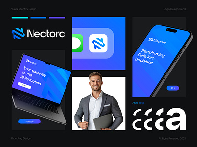 Visual Identity Design for Nectorc abstract logo brand identity branding creative logo gradient logo icon innovations letter logo logo logo design modern logo n logo saas technology visual identity web3 logo