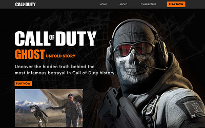 Call of Duty Ghost: The Untold Story – Landing Page call of duty gaming graphic design landing page ui ux website design