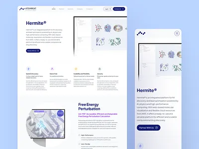 atombeat: Computational AI Drug Discovery Platform Webflow UIUX 3d protein 3d protein structure ai drug discovery biopharma biotech biotech web design biotech website blue clean computational drug discovery drug discovery drug discovery website minimal modern pharma website pharmaceutical purple quantum simulation therapeutics webflow