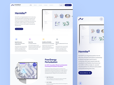 atombeat: Computational AI Drug Discovery Platform Webflow UIUX 3d protein 3d protein structure ai drug discovery biopharma biotech biotech web design biotech website blue clean computational drug discovery drug discovery drug discovery website minimal modern pharma website pharmaceutical purple quantum simulation therapeutics webflow