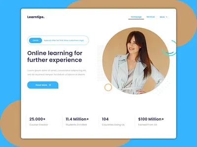 LEARNTIPS - Online Learning website template best shots clean creative creative design design designer dribble best shot landing page learning ux design website