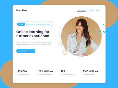 LEARNTIPS - Online Learning website template best shots clean creative creative design design designer dribble best shot landing page learning ux design website
