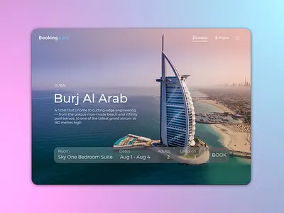 Daily UI 067 aesthetic booking.com burj al arab daily ui daily ui 067 daily ui 67 dailyuichallenge dubai figma hotel hotel booking hotel booking app hotel booking desktop hotel booking website minimal simple ui user experience userinterface ux