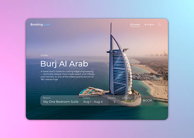 Daily UI 067 aesthetic booking.com burj al arab daily ui daily ui 067 daily ui 67 dailyuichallenge dubai figma hotel hotel booking hotel booking app hotel booking desktop hotel booking website minimal simple ui user experience userinterface ux