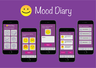 Mood Diary 2.0 illustrator mood student ui ux xd