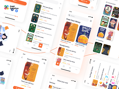 Lith - E-book store & E-reader App UI Kit app design creative design figma ios kit sketch ui ui design ui kit