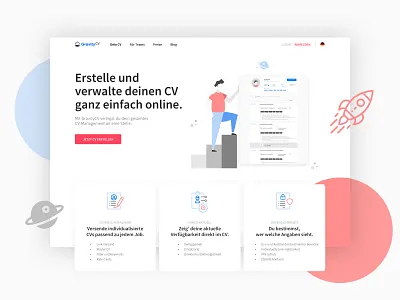 GravityCV landingpage branding clean cv cv management cv resume design digital header illustration interfacedesign landingpage minimal template ui ux ux ui uxui
