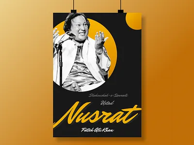 Ustad Nusrat Fateh Ali Khan Poster clean design nusrat fateh ali khan poster art poster design simple uidesign