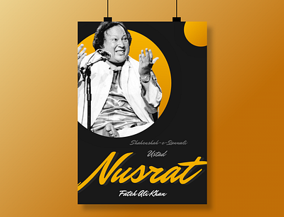 Ustad Nusrat Fateh Ali Khan Poster clean design nusrat fateh ali khan poster art poster design simple uidesign
