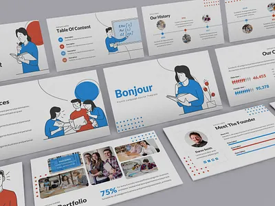 Bonjour – Course Presentation Template clean course keynote template lookbook minimal pitchdeck powerpoint template presentation proposal simple slides