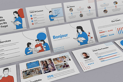 Bonjour – Course Presentation Template clean course keynote template lookbook minimal pitchdeck powerpoint template presentation proposal simple slides