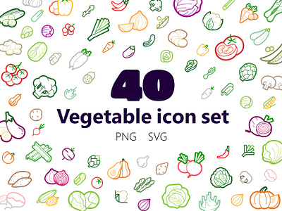 Vegetable icon set colourful cooking icon icon design icon pack icon set minimal minimal icons pictogram ui uidesign vector vector illustration vectors vegetable