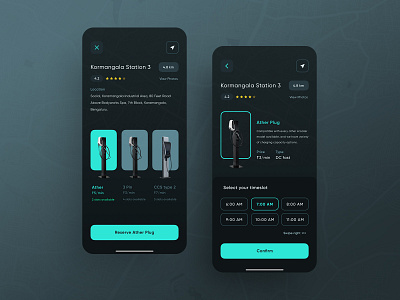 EV charging station booking booking app charging stations dailyui dark mode dark ui electric mobility electric vehicles indian interface mobile app mobility uiuxdesign