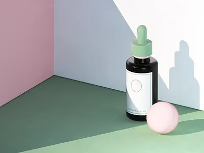 Melissa - Medicine Bottle mockup 3d bottle branding cinema 4d clean contemporary design flat graphic design logo medicine minimal mockup octane pastel render texture typography visualization wellness