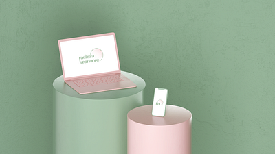 Melissa - Digital media branding cinema 4d clean design digital flat graphic design laptop logo minimal octane online pastel phone render social media texture typography visualization wellness