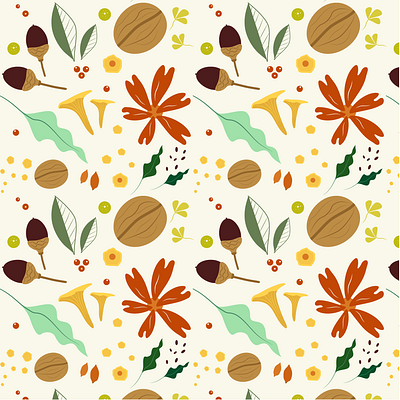 Forest Gifts autumn autumn leaves fall flat forest illustration leaves muchroom pattern