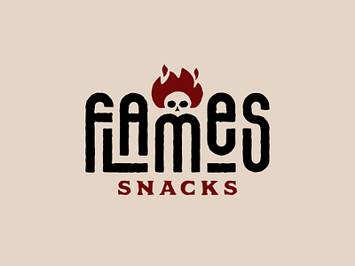 Flames Snacks branding chips design fire hot illustration logo skull